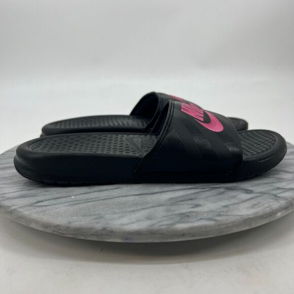 Nike Benassi JDI Slides Womens 7 Black Slip On Open Toe Post-Workout Sandals - Picture 2 of 11
